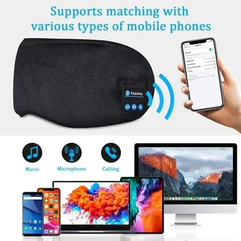 Bluetooth Sleep Headphones Eye Mask – Soft Wireless Music Headband