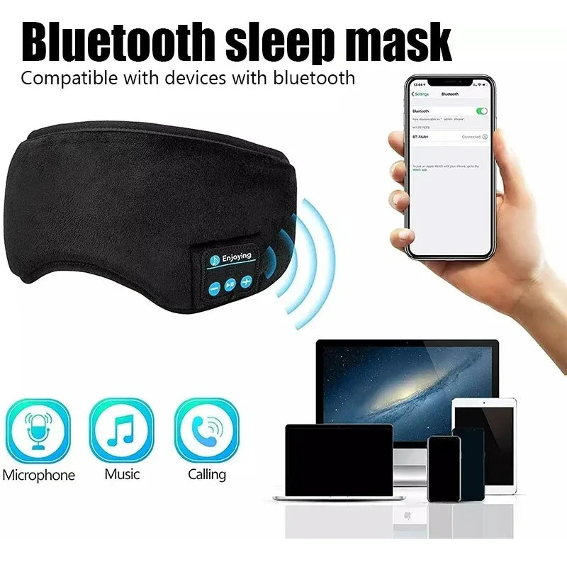 Bluetooth Sleep Headphones Eye Mask – Soft Wireless Music Headband