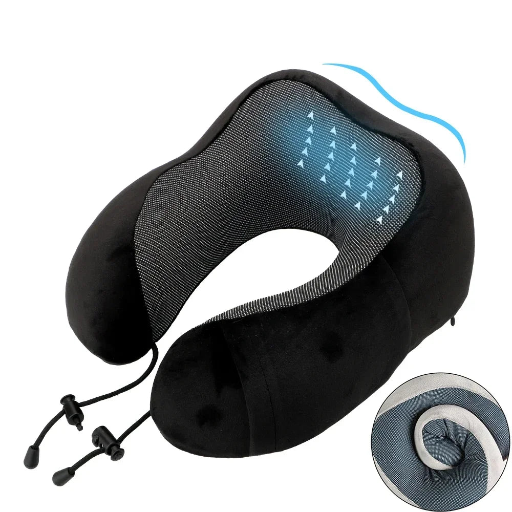 U-Shaped Memory Foam Travel Pillow – Ergonomic Neck Support Cushion