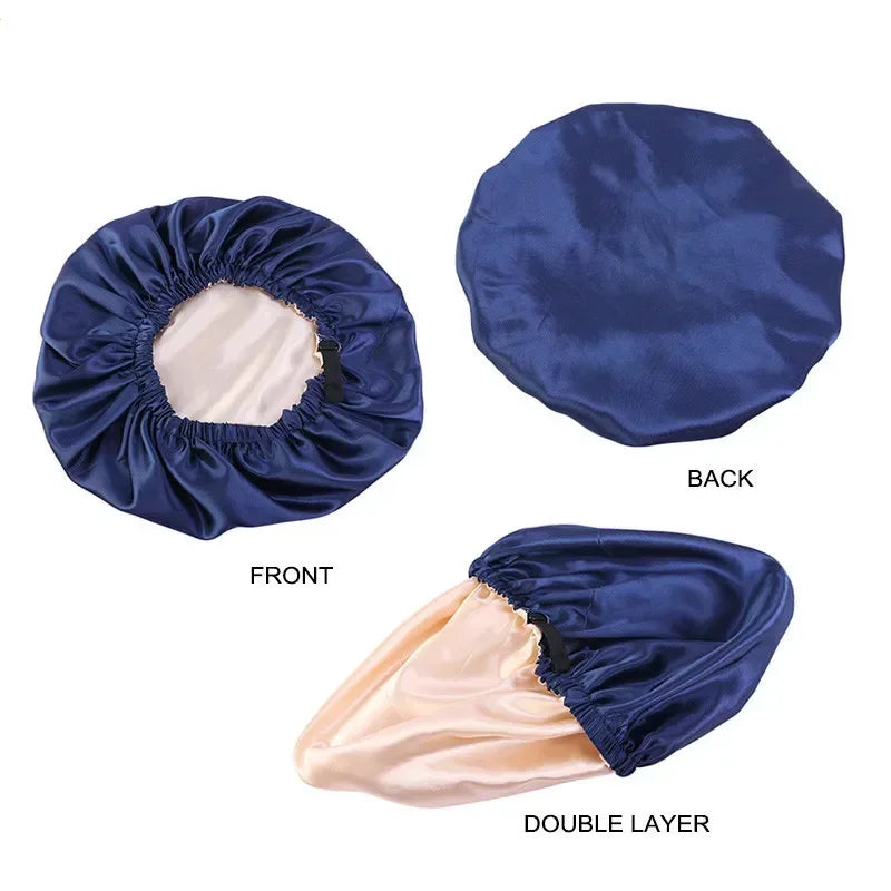 Silk Satin Sleep Cap – Adjustable Night Hair Care Bonnet