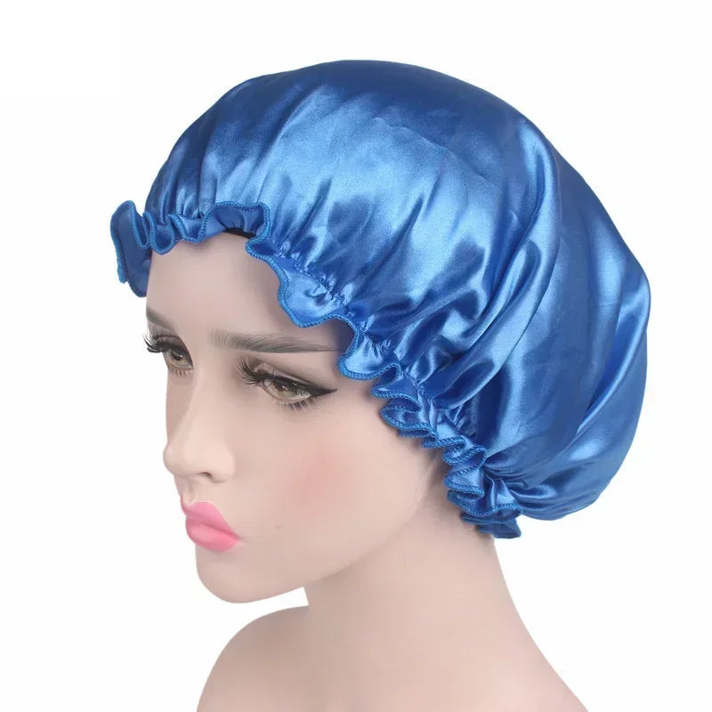 Silk Satin Sleep Cap – Adjustable Night Hair Care Bonnet