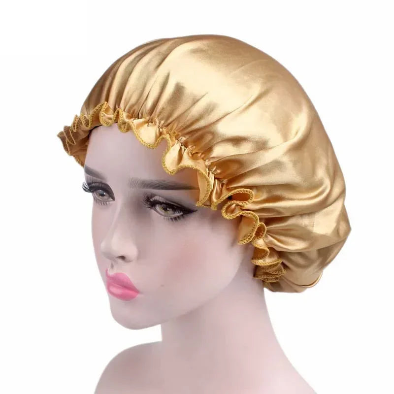 Silk Satin Sleep Cap – Adjustable Night Hair Care Bonnet