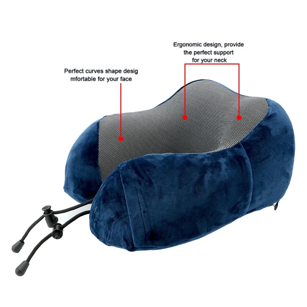 U-Shaped Memory Foam Travel Pillow – Ergonomic Neck Support Cushion