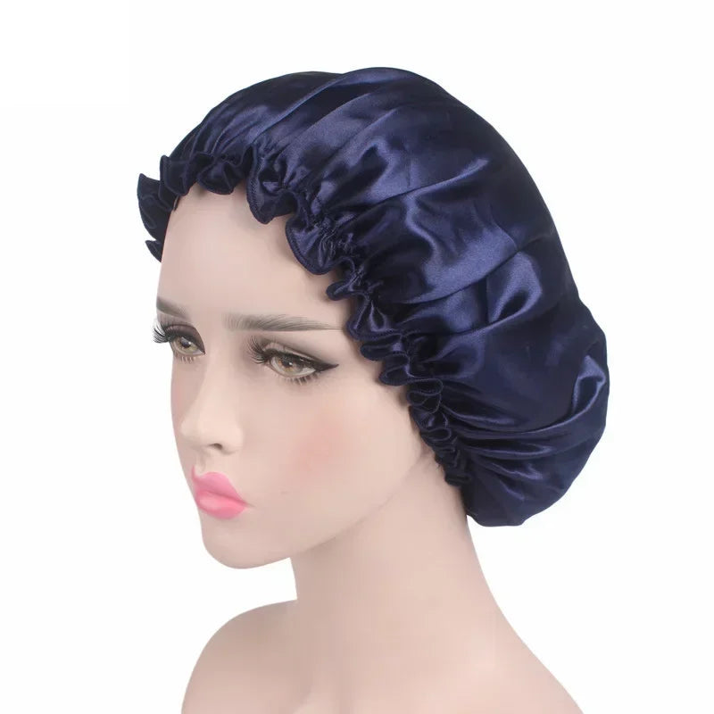 Silk Satin Sleep Cap – Adjustable Night Hair Care Bonnet