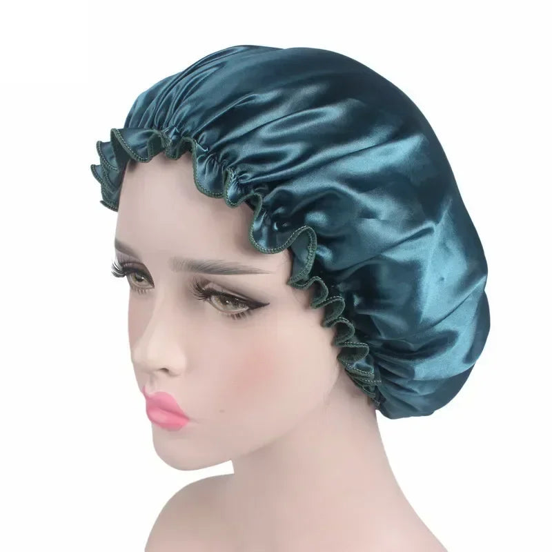 Silk Satin Sleep Cap – Adjustable Night Hair Care Bonnet