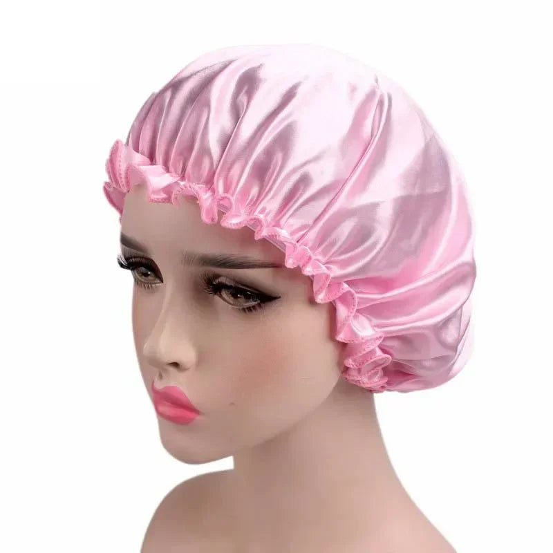 Silk Satin Sleep Cap – Adjustable Night Hair Care Bonnet