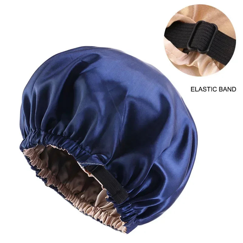 Silk Satin Sleep Cap – Adjustable Night Hair Care Bonnet