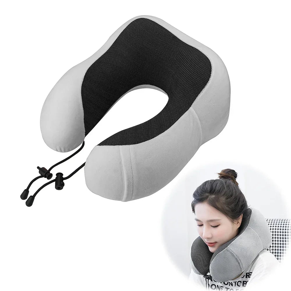 U-Shaped Memory Foam Travel Pillow – Ergonomic Neck Support Cushion