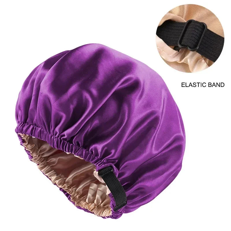 Silk Satin Sleep Cap – Adjustable Night Hair Care Bonnet