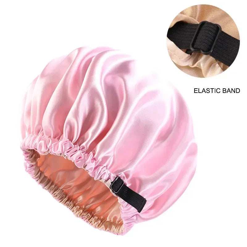 Silk Satin Sleep Cap – Adjustable Night Hair Care Bonnet