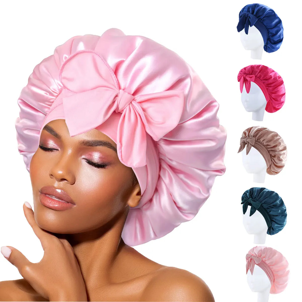 Silk Satin Sleep Bonnet – Adjustable Hair Bonnet for Women & Men