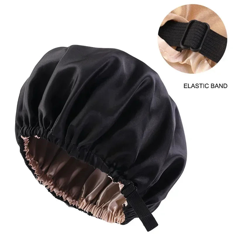 Silk Satin Sleep Cap – Adjustable Night Hair Care Bonnet