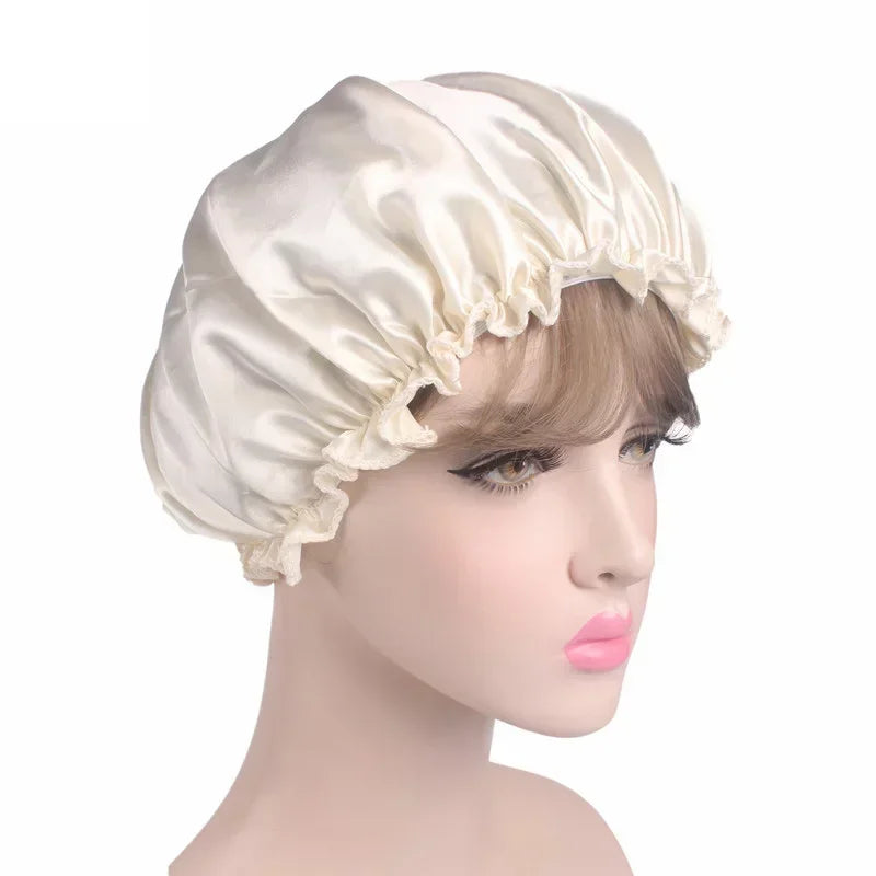 Silk Satin Sleep Cap – Adjustable Night Hair Care Bonnet