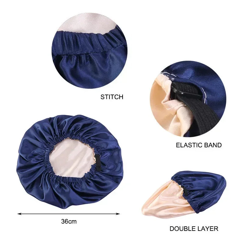 Silk Satin Sleep Cap – Adjustable Night Hair Care Bonnet