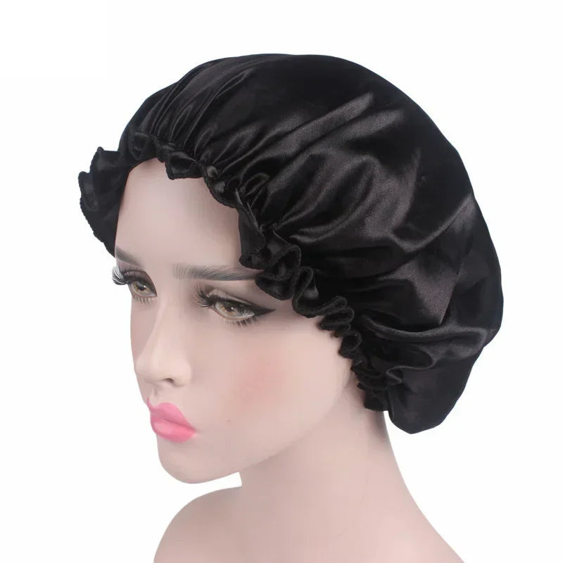 Silk Satin Sleep Cap – Adjustable Night Hair Care Bonnet