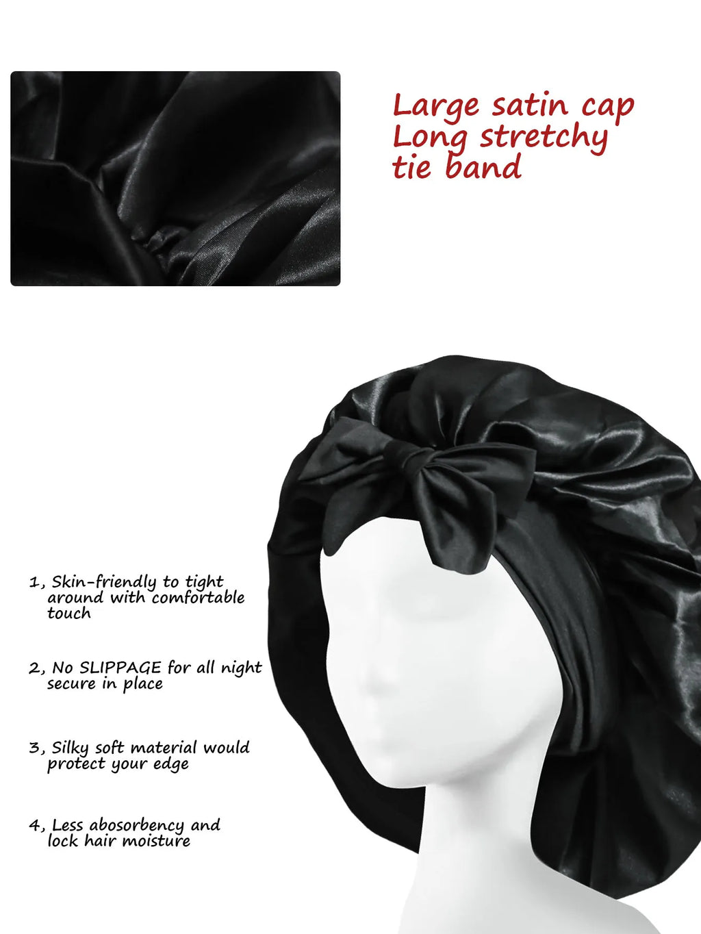 Silk Satin Sleep Bonnet – Adjustable Hair Bonnet for Women & Men