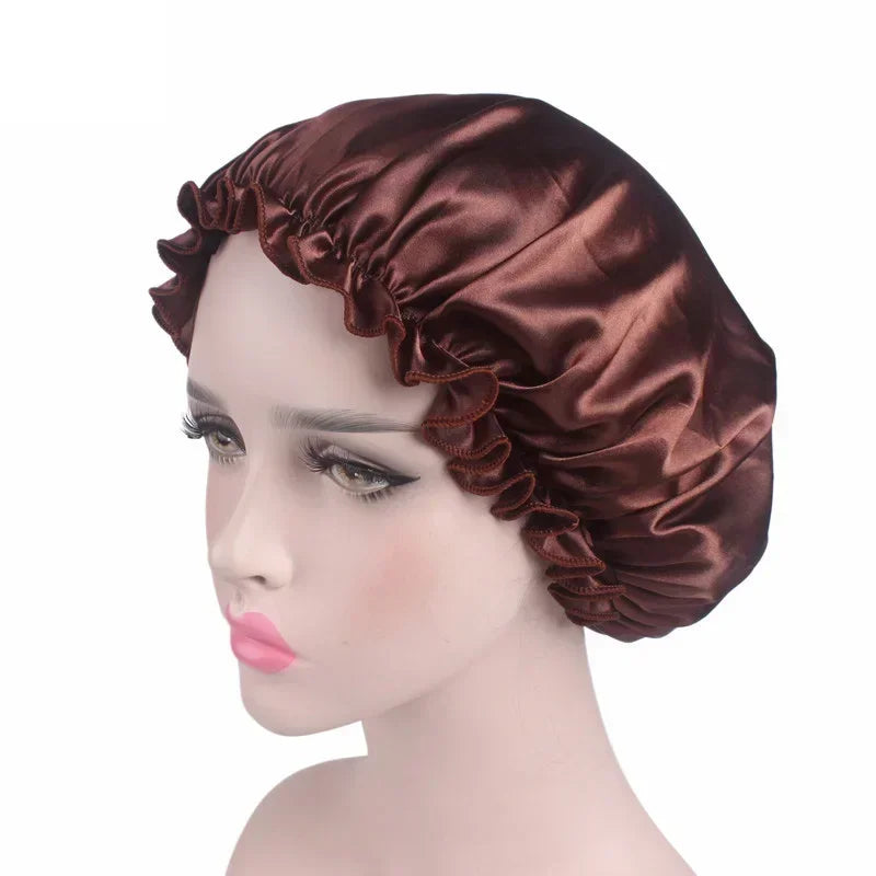Silk Satin Sleep Cap – Adjustable Night Hair Care Bonnet