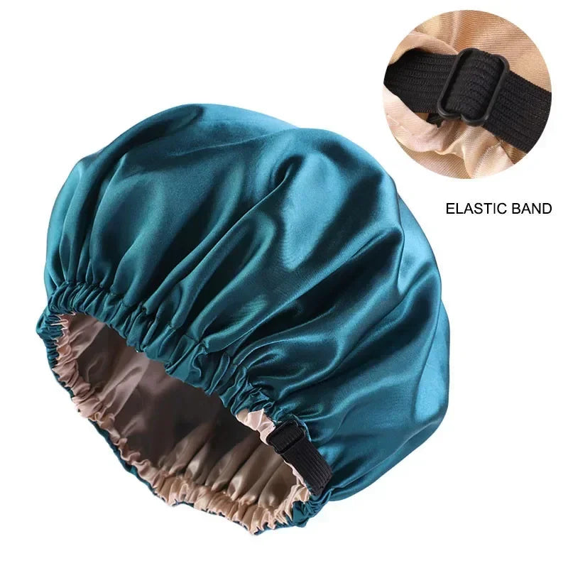 Silk Satin Sleep Cap – Adjustable Night Hair Care Bonnet