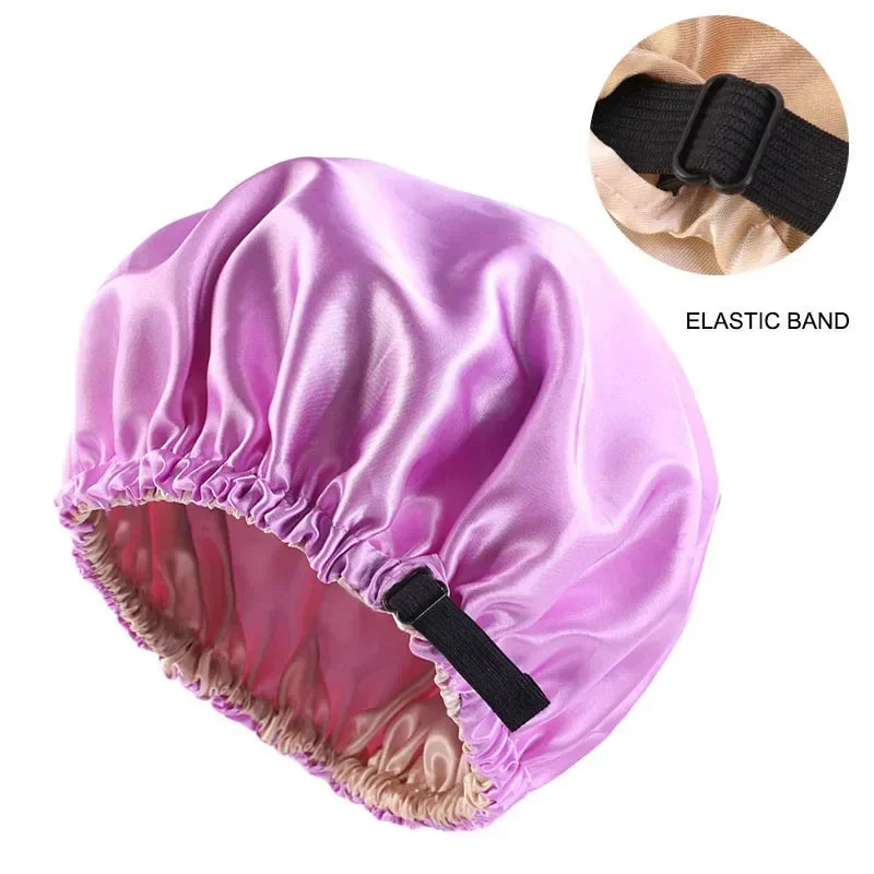 Silk Satin Sleep Cap – Adjustable Night Hair Care Bonnet
